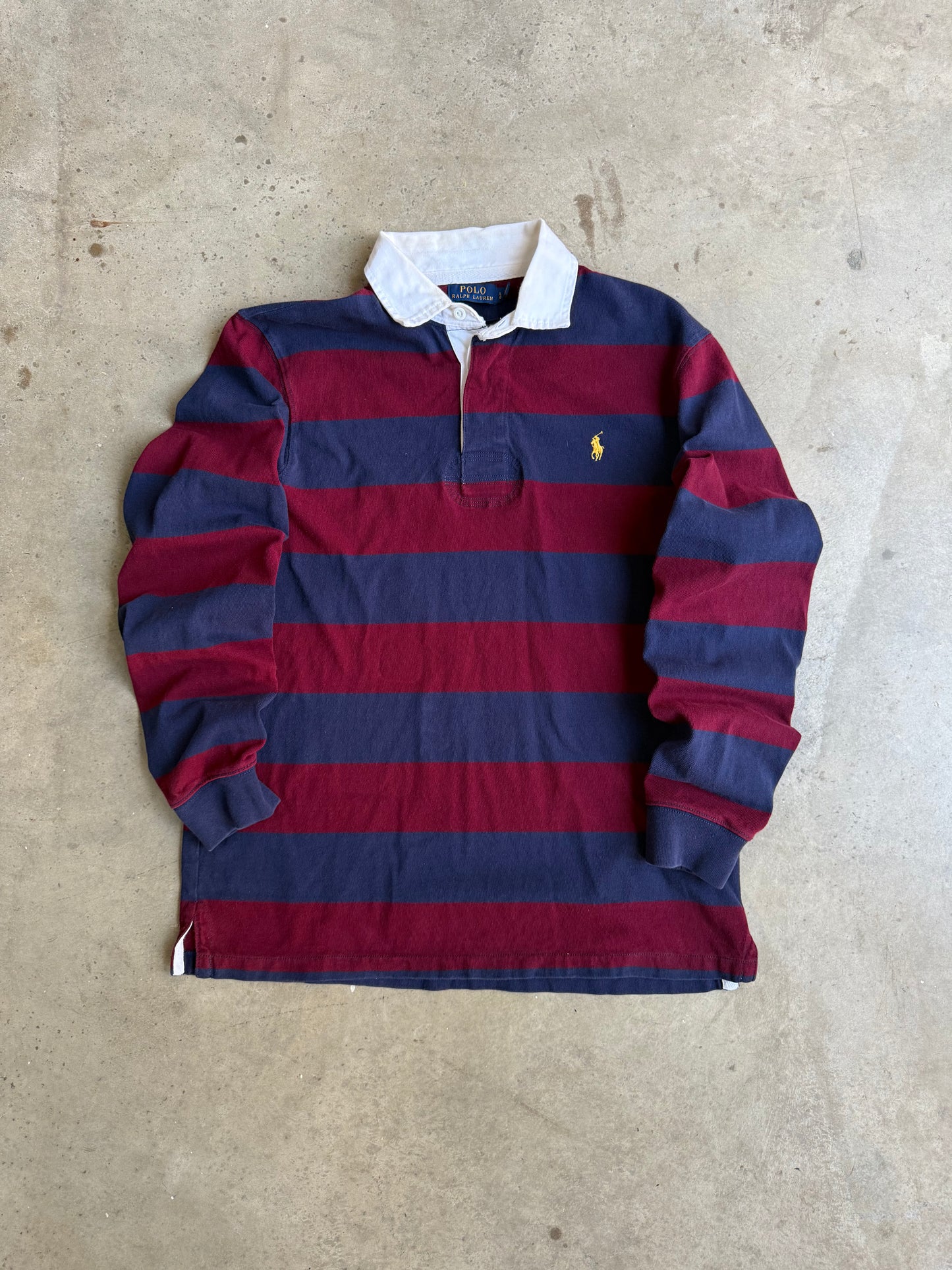 Vintage Maroon And Blue Polo Ralph Lauren Rugby Tee - L
