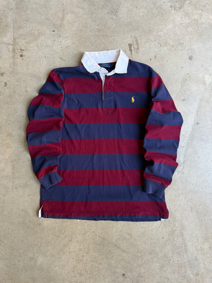 Vintage Maroon And Blue Polo Ralph Lauren Rugby Tee - L