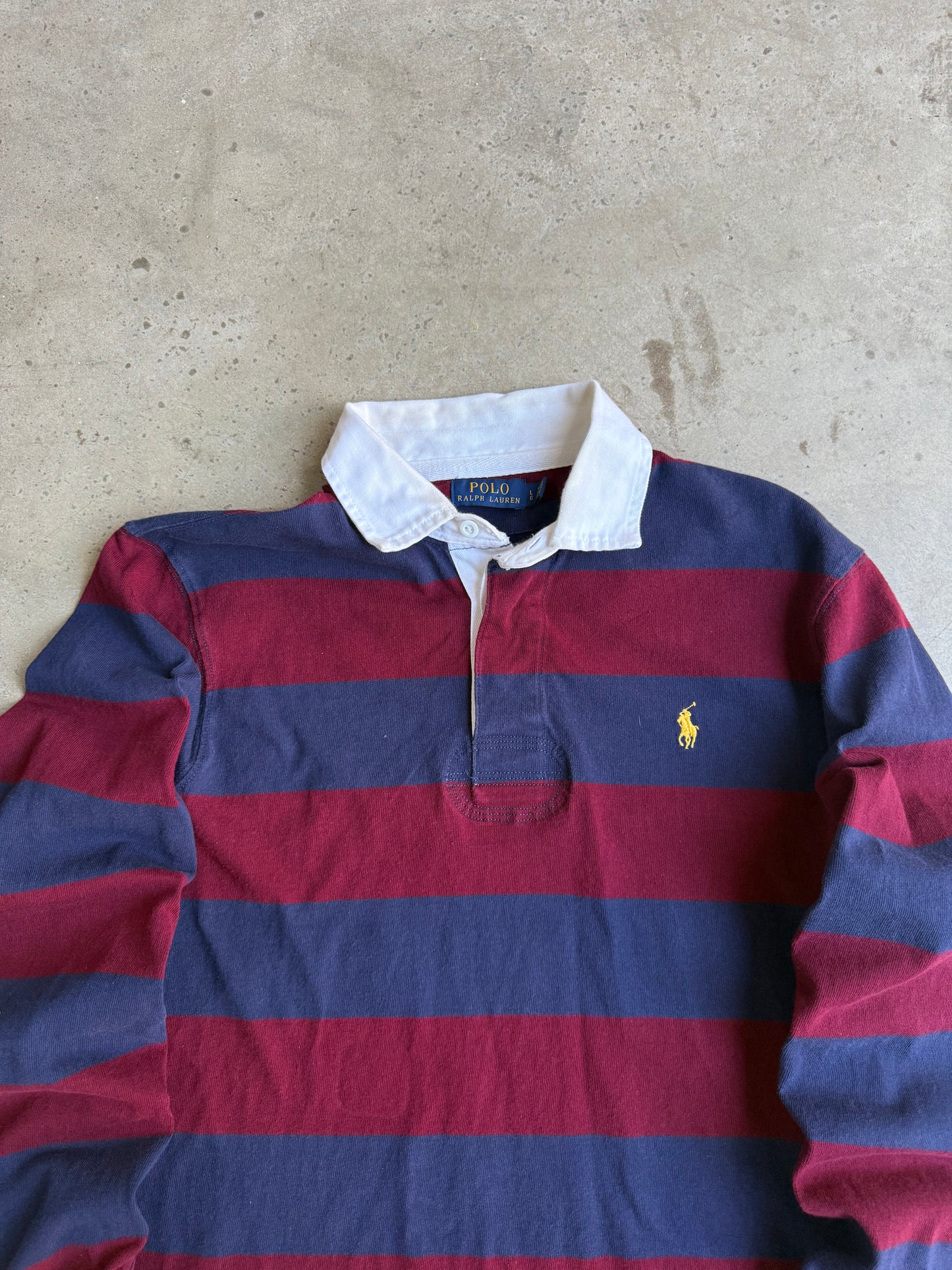 Vintage Blue And Red Rugby Tee - XL