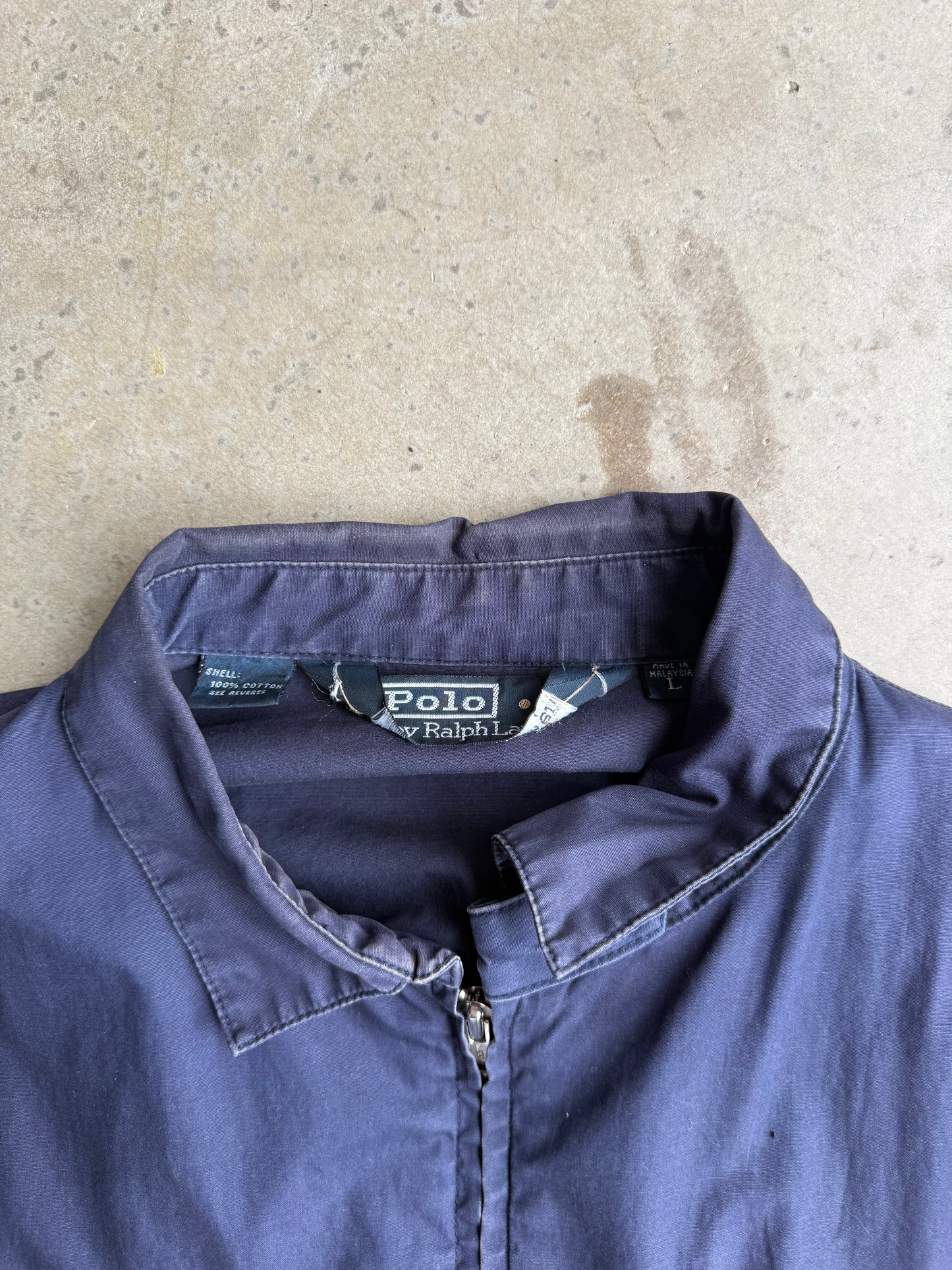 Vintage Blue Polo Ralph Lauren Harrington Jacket Tee - L