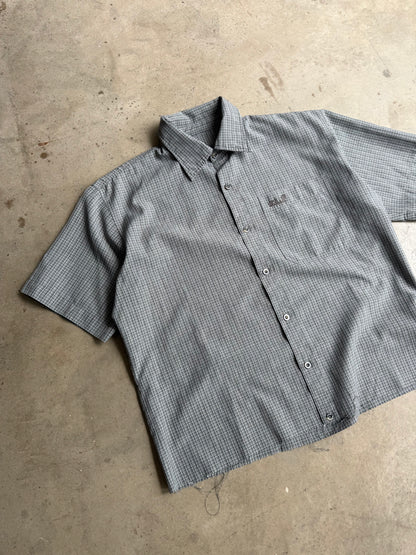 Vintage Grey Cropped Button Down Tee - XL