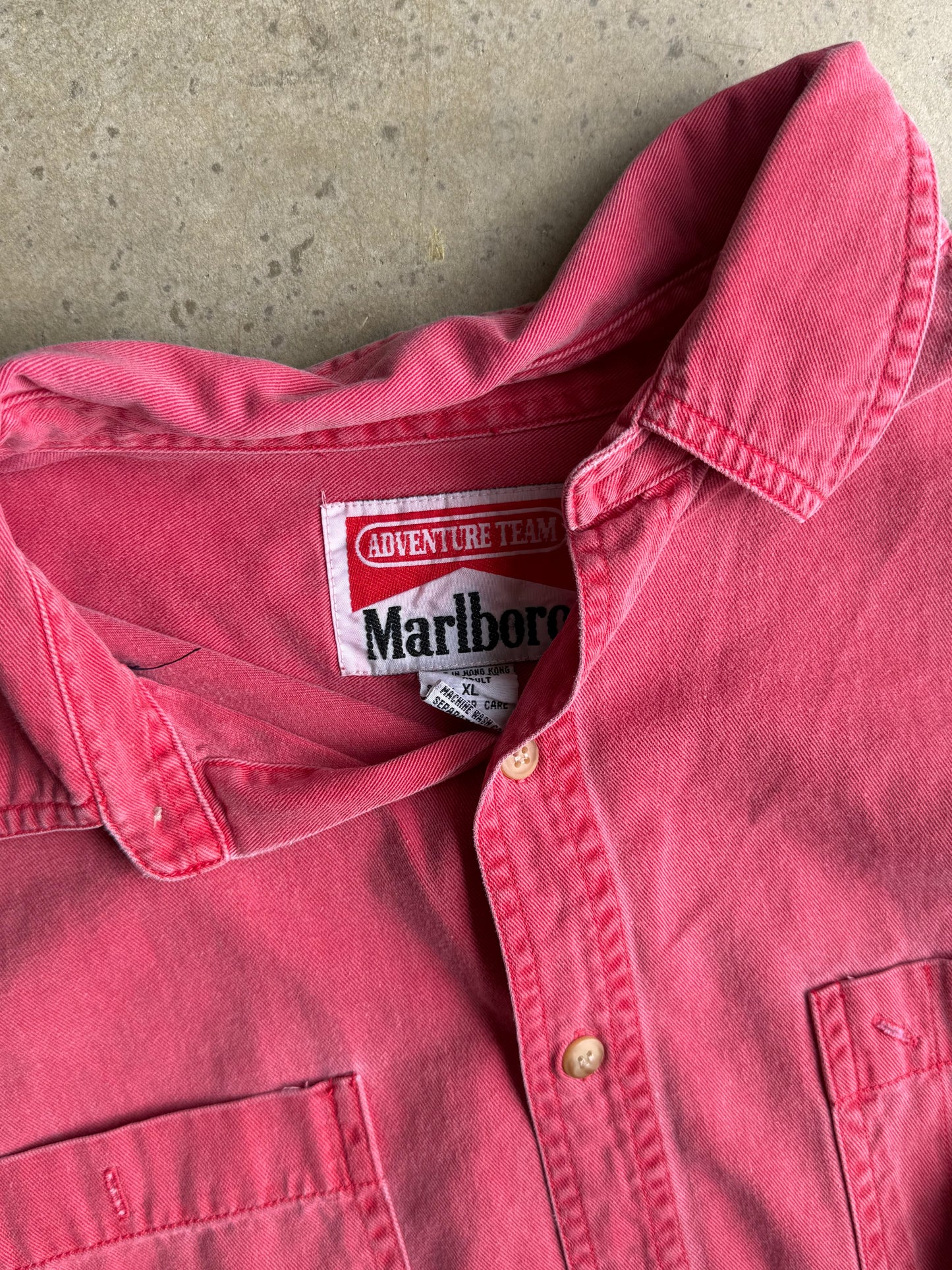 Vintage 90s Red Marlboro Button Down Tee - XL