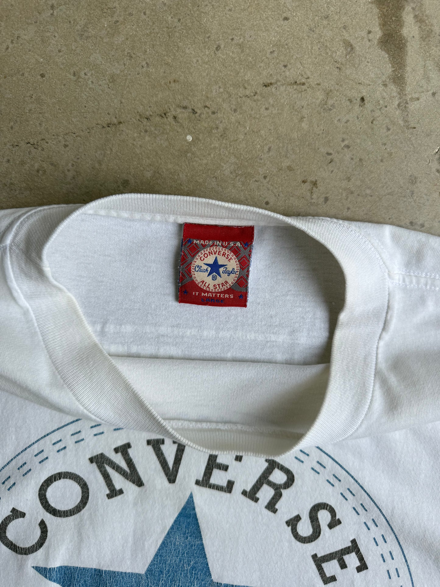 Vintage 90s White Converse Tee - L