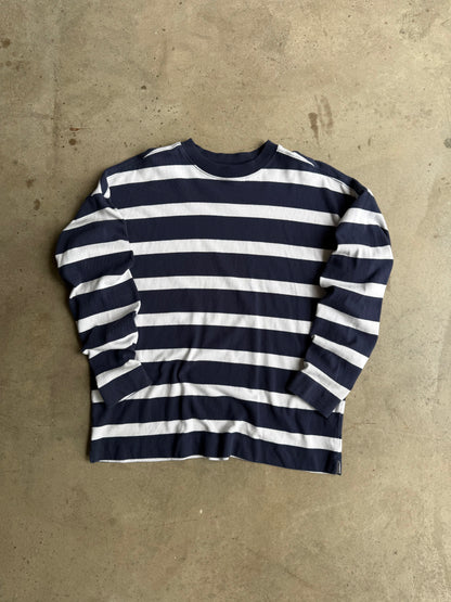 Vintage Blue Pinstripe Long Sleeve Tee - M