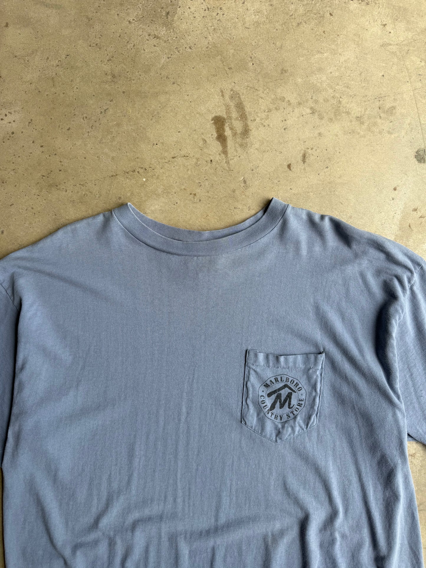 Vintage Blue Cropped Marlboro Country Store Tee - XL