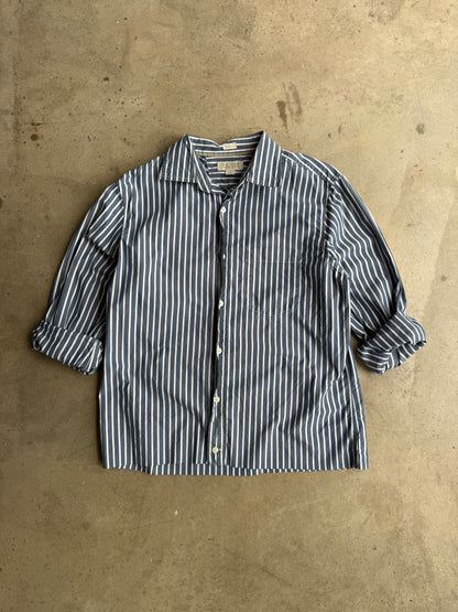 Vintage Cropped Banana Republic Pinstripe Button Down Tee - M