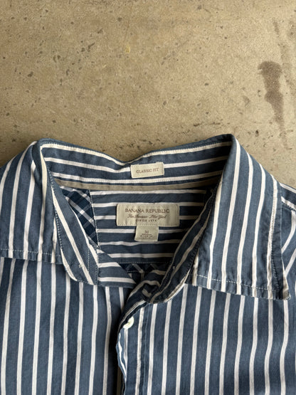 Vintage Cropped Banana Republic Pinstripe Button Down Tee - M