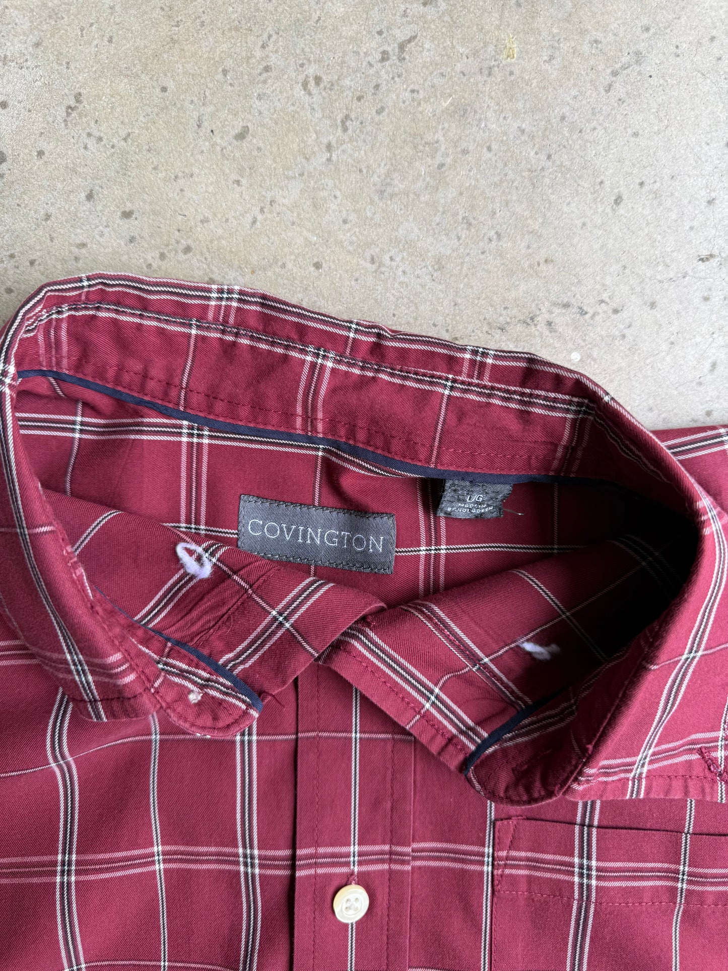 Vintage Covington Red Plaid Button Down Tee - XL