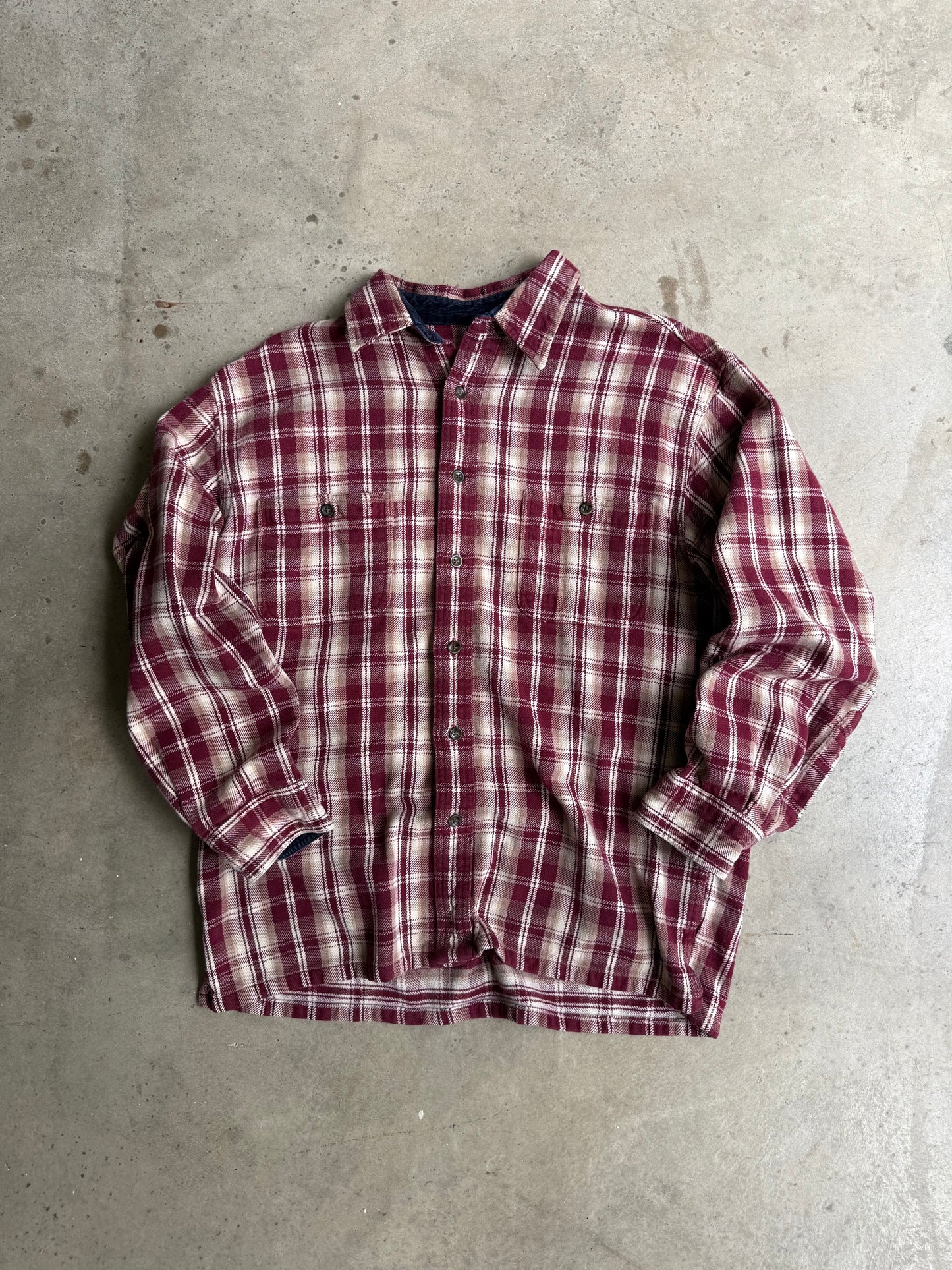 Vintage Red Flannel Button Down Tee - L