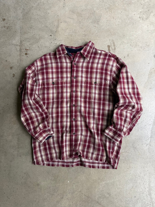 Vintage Red Flannel Button Down Tee - L