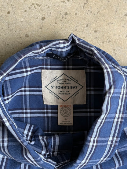 Vintage Plaid St. John Bay Button Down Tee - XL