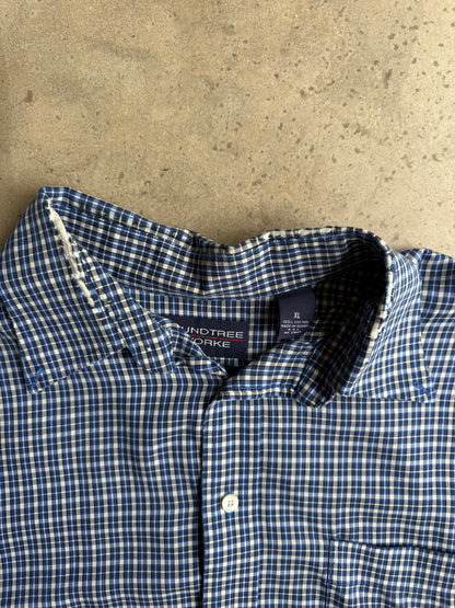 Vintage Blue Round Tree Button Down Tee - XL