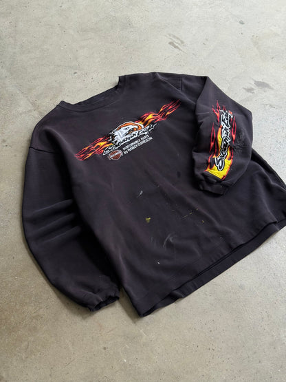 Vintage 2000s Harley davidson Flame Crew -L