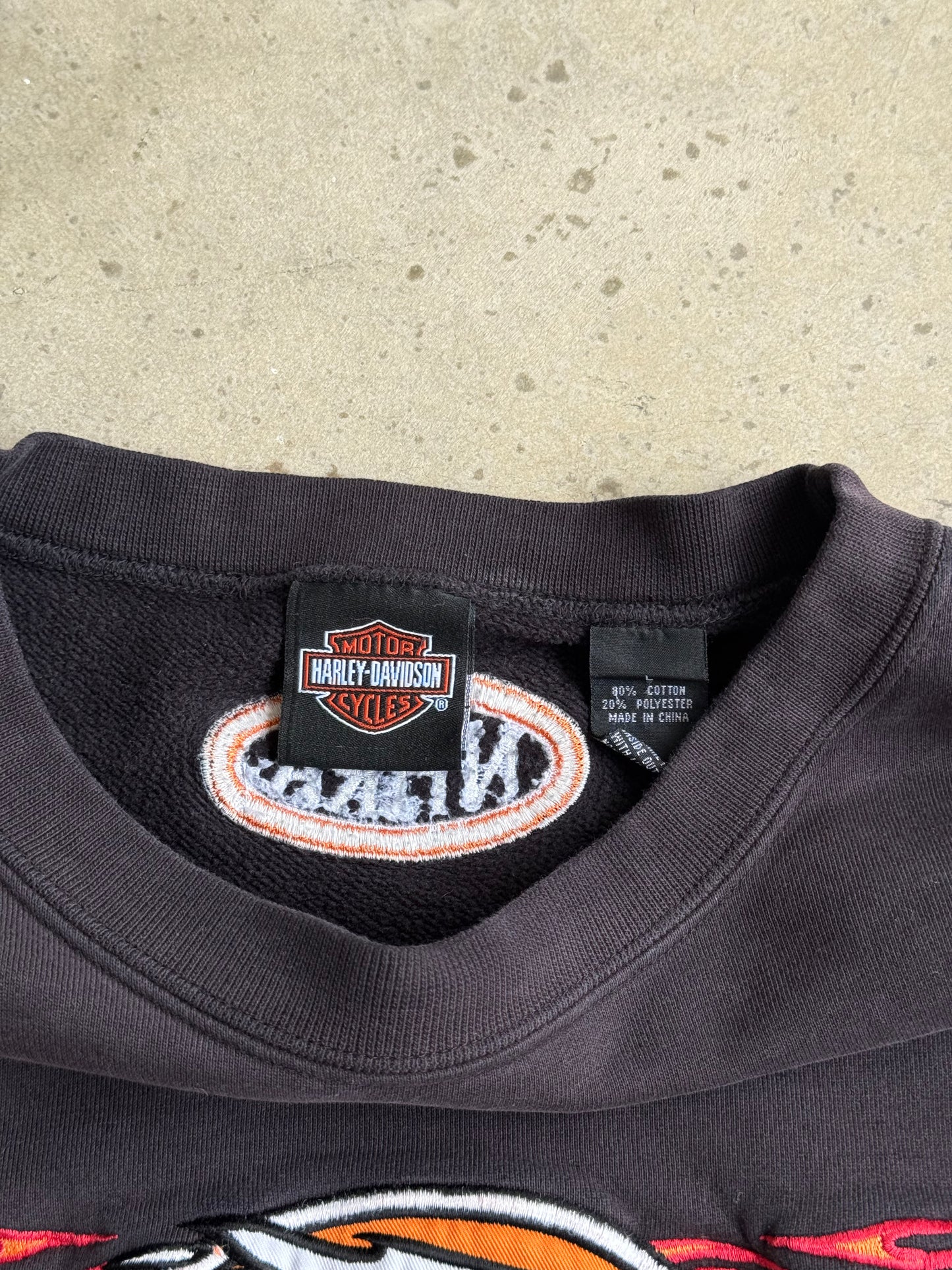 Vintage 2000s Harley davidson Flame Crew -L