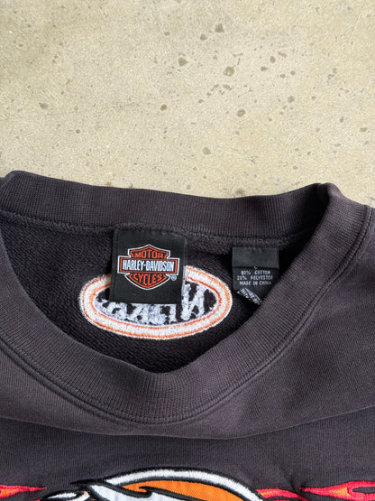 Vintage 2000s Harley davidson Flame Crew -L