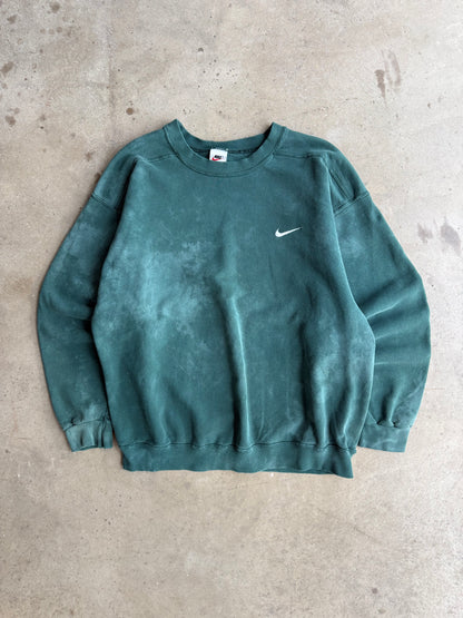 Vintage 90s Faded Forest Green Nike Crew -  L