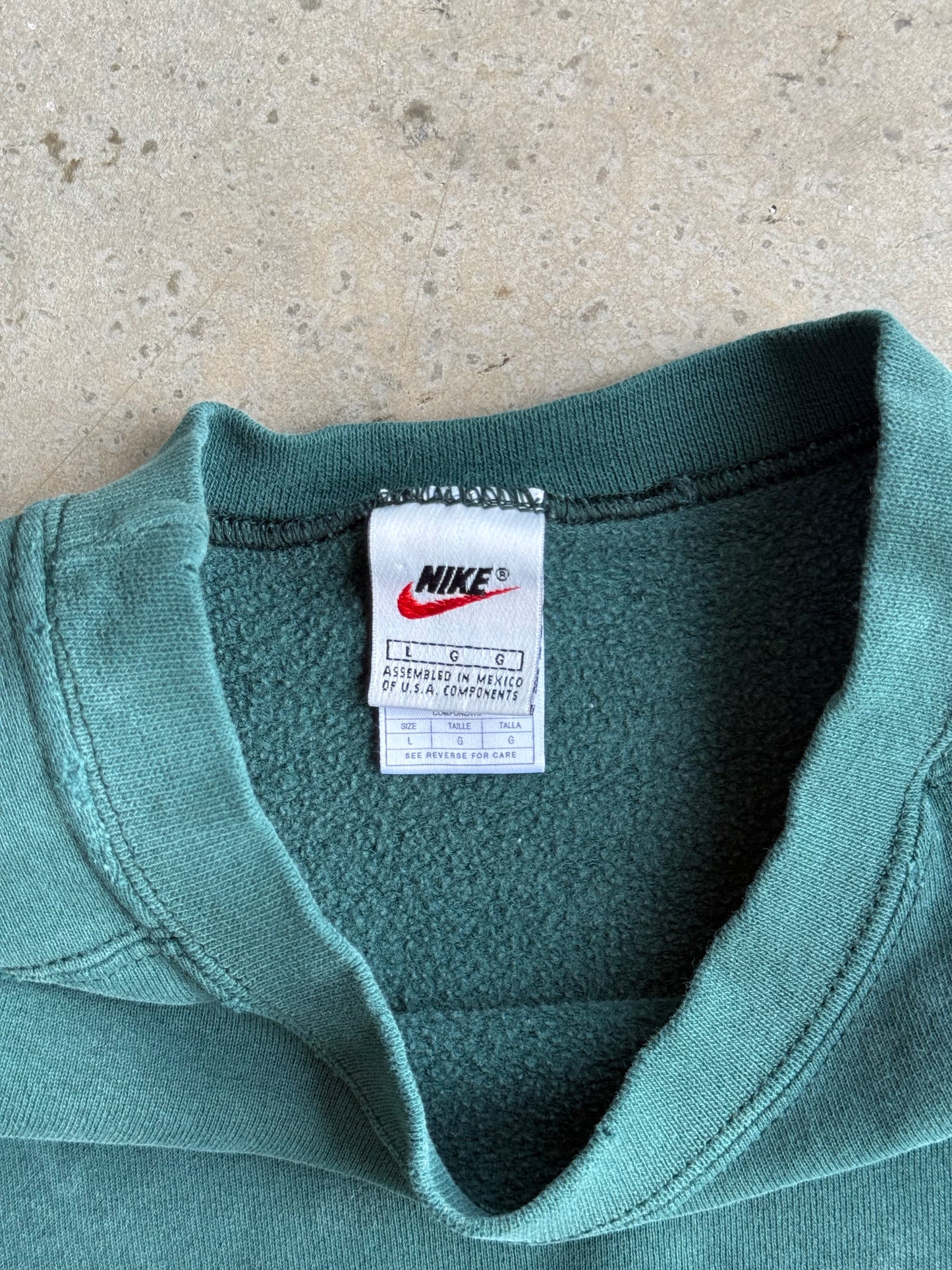 Vintage 90s Faded Forest Green Nike Crew -  L