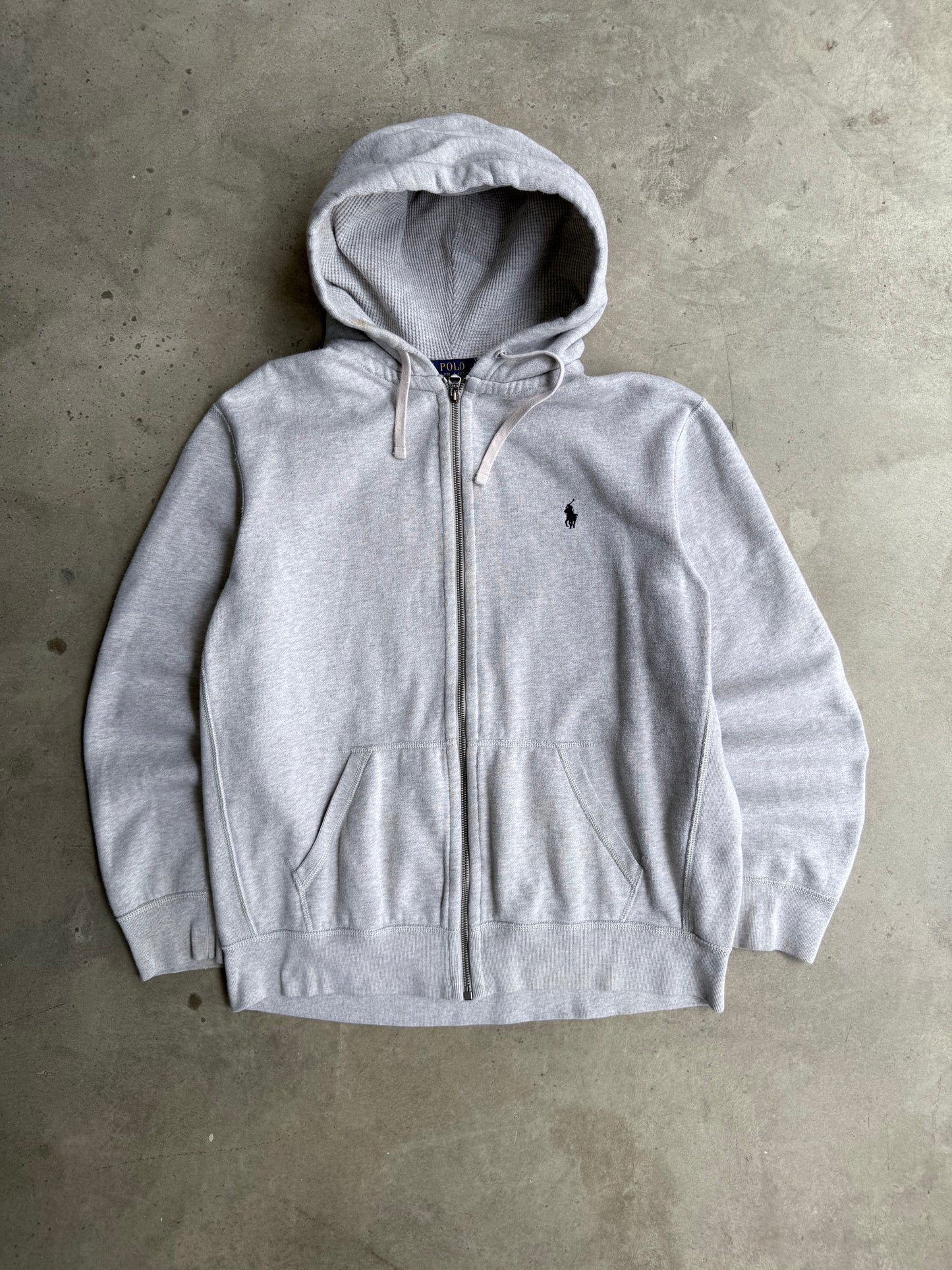 Vintage Heather Grey Polo Ralp Lauren Zip-Up Hoodie - XL