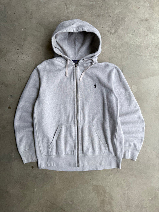 Vintage Heather Grey Polo Ralp Lauren Zip-Up Hoodie - XL