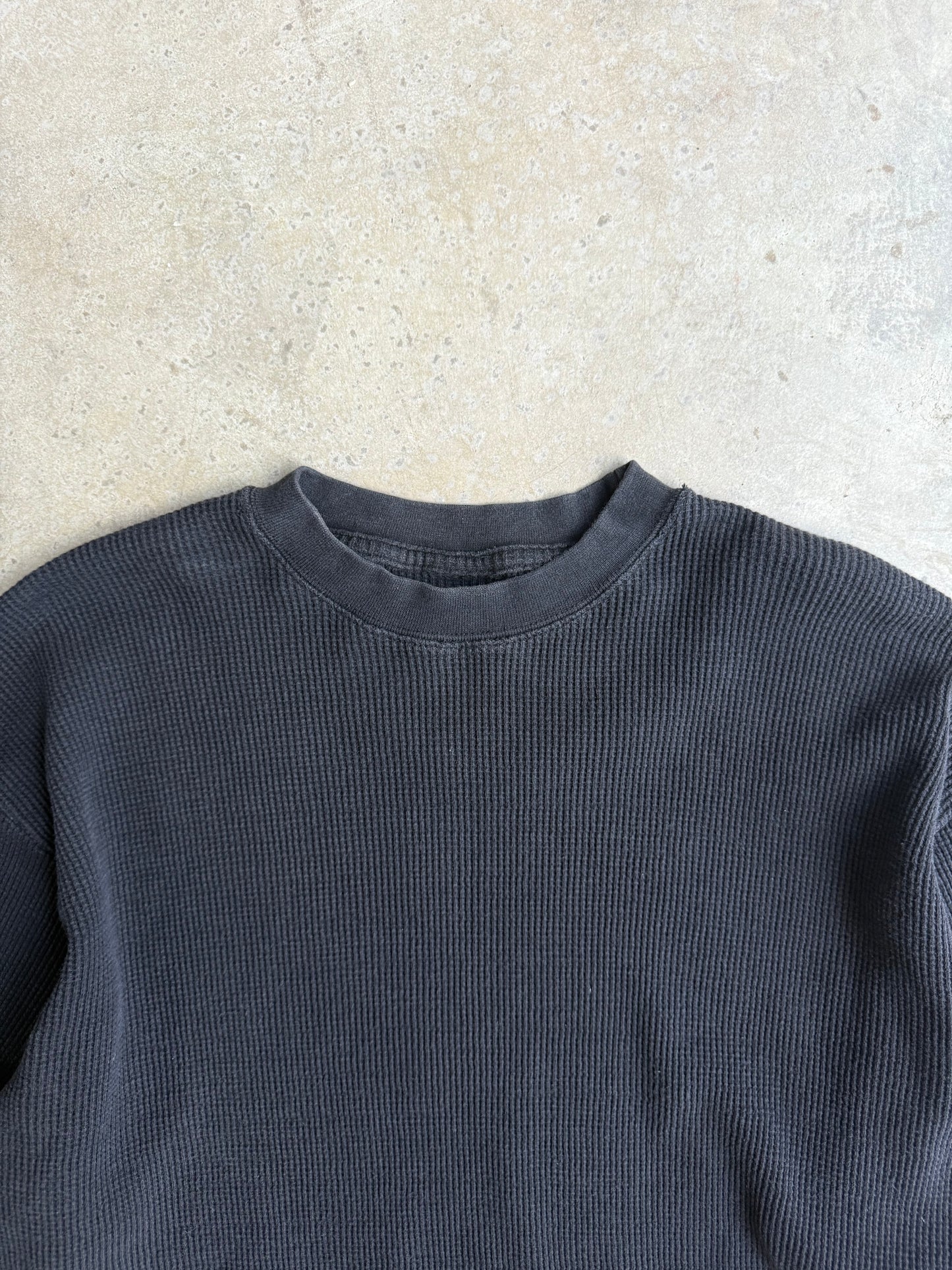 Vintage Waffle Knit Long Sleeve Tee - L