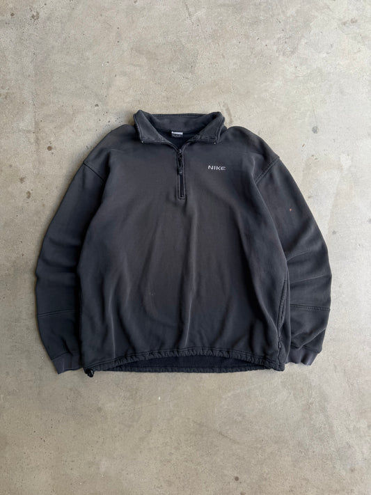 Vintage Nike Faded Black Quarter Zip Jacket - XL