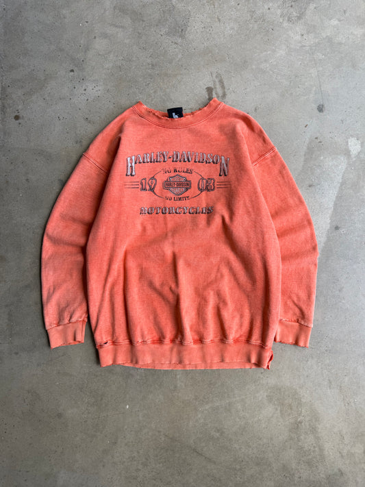 Vintage Orange Harley Davidson Crew - M