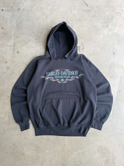 Vintage Harley Davidson Flame Hoodie - L