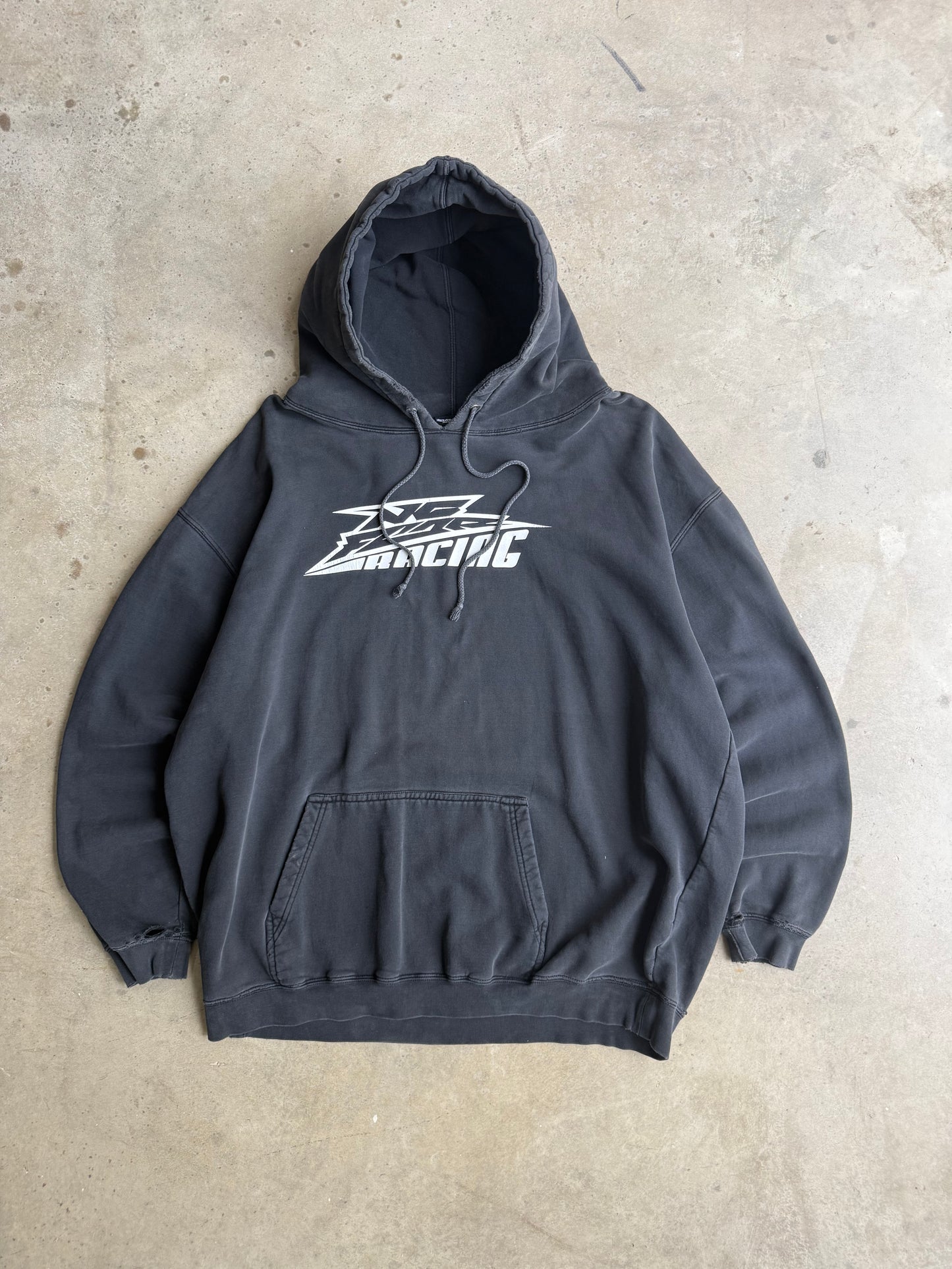 Vintage Faded & Distressed No Fear Racing Hoodie - XL