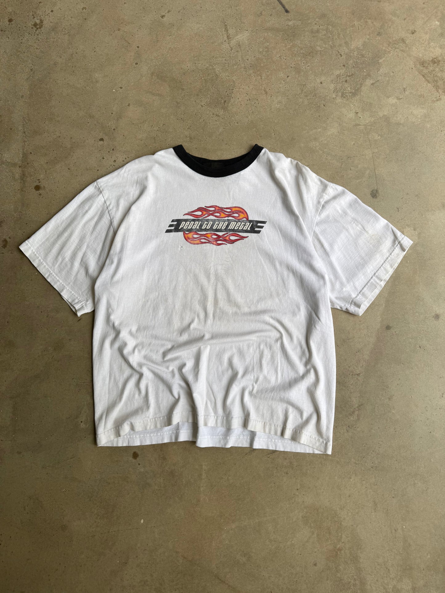 Vintage Faded Flame Ringer Tee - L