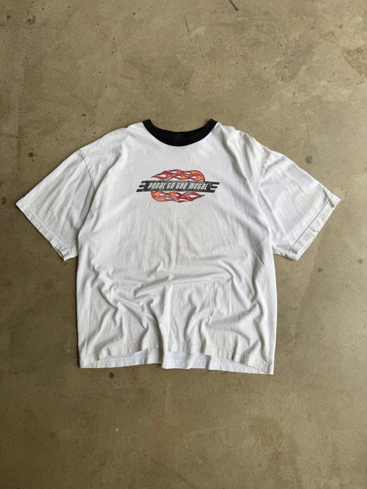 Vintage Faded Flame Ringer Tee - L