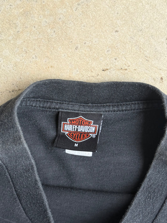 Vintage  Cropped Harley Davidson Flame Sleeve Tee - S