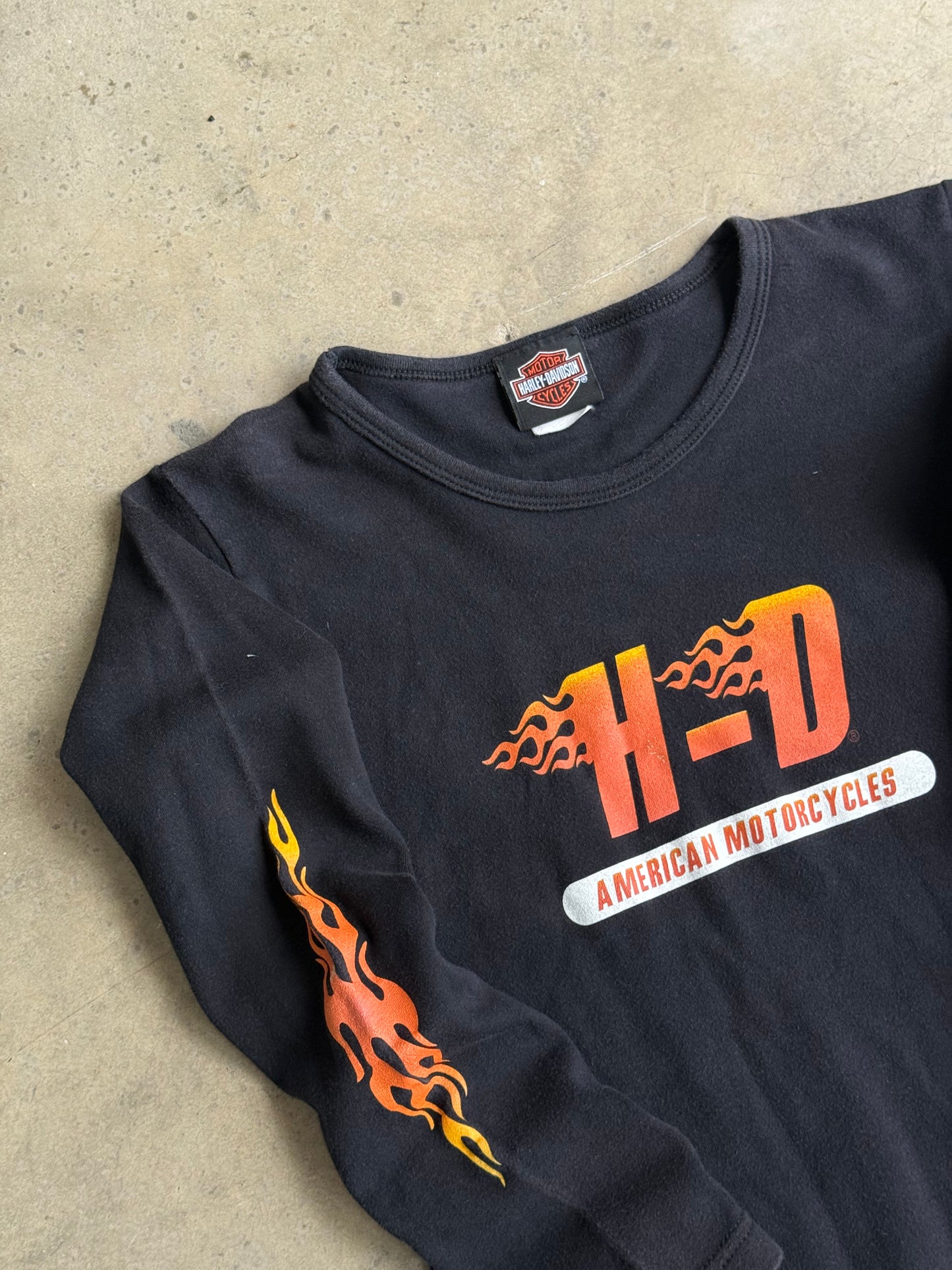 Vintage Woman’s Harley Davidson Flame Sleeve Tee  - XS