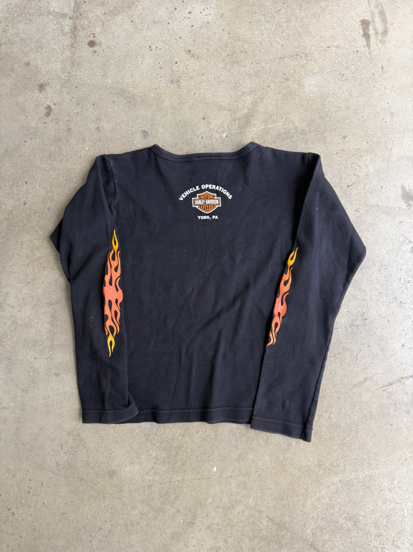Vintage Woman’s Harley Davidson Flame Sleeve Tee  - XS