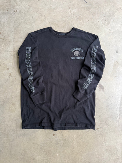 Vintage Harley Davidson Skull Long Sleeve Tee - XL