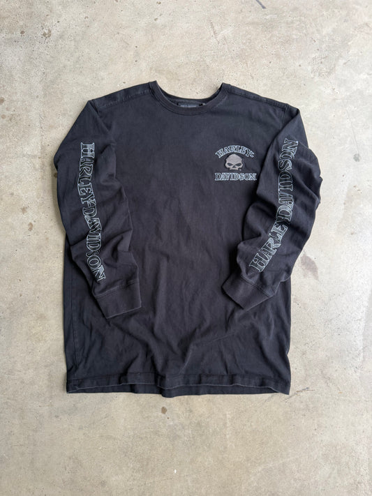 Vintage Harley Davidson Skull Long Sleeve Tee - XL