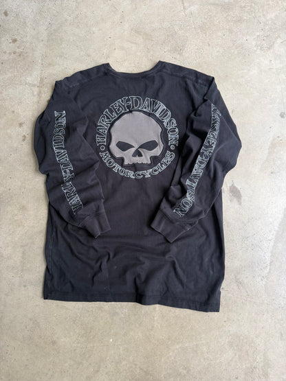 Vintage Harley Davidson Skull Long Sleeve Tee - XL