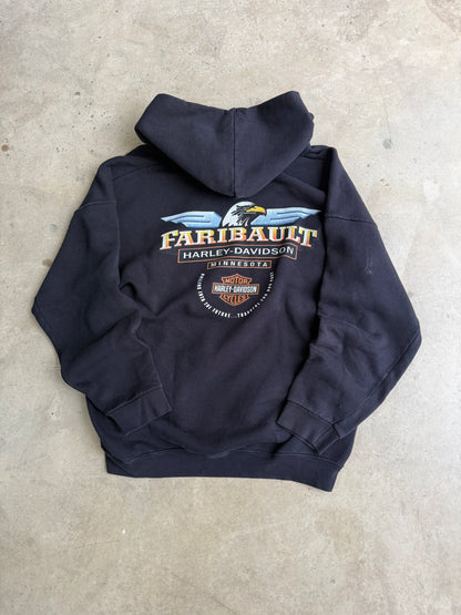 Vintage Harley Davidson Flame Skull Hoodie - XL