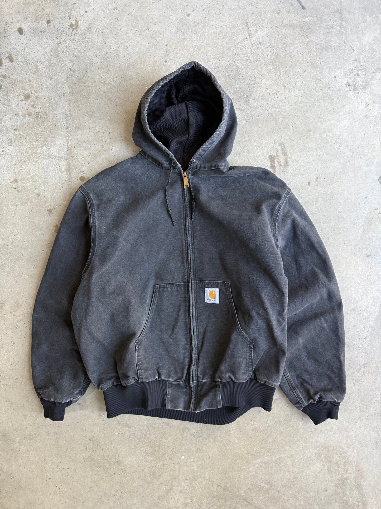 Vinatge Faded Black Hooded Carhartt Jacket - XL