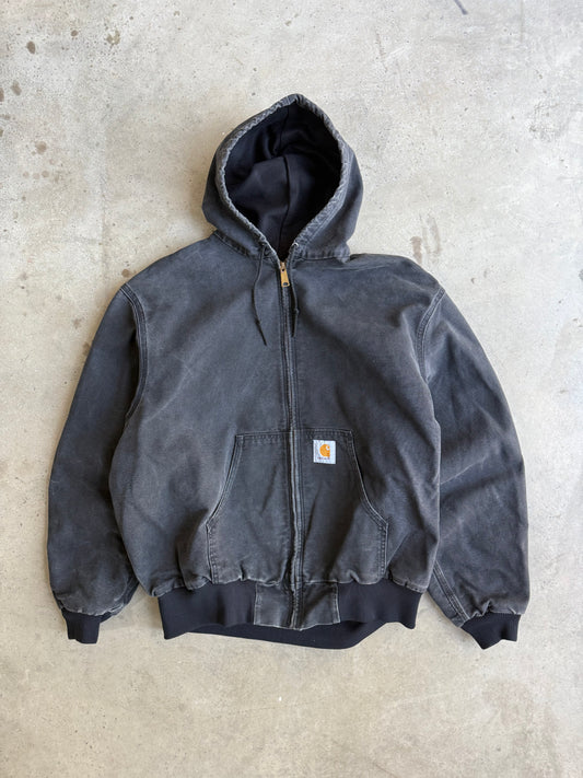 Vinatge Faded Black Hooded Carhartt Jacket - XL