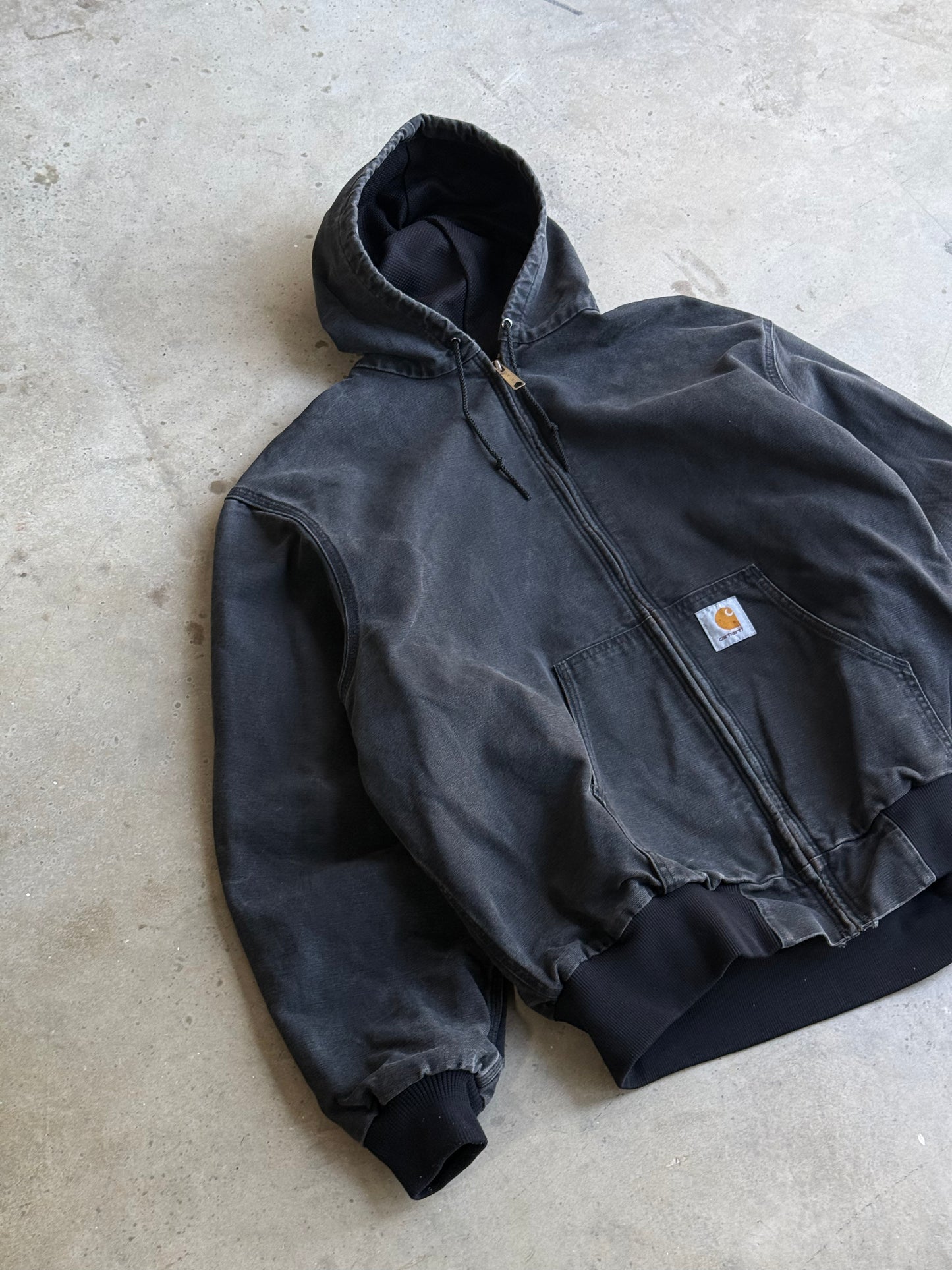 Vinatge Faded Black Hooded Carhartt Jacket - XL