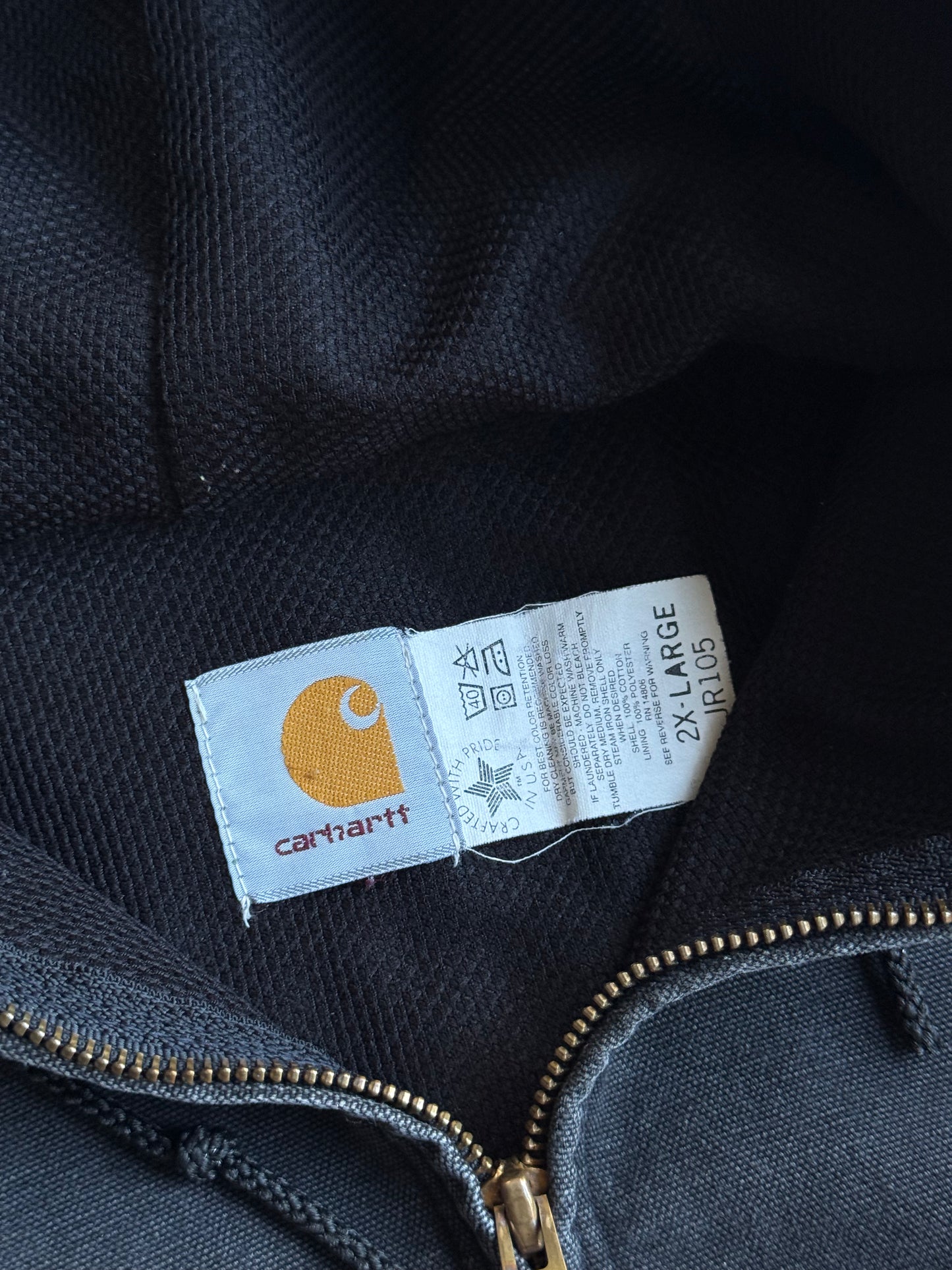 Vinatge Faded Black Hooded Carhartt Jacket - XL