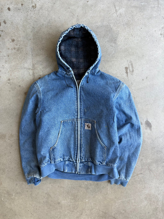 Vintage Faded Denim Carhartt Hooded Jacket - M DZ