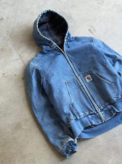 Vintage Faded Denim Carhartt Hooded Jacket - M DZ