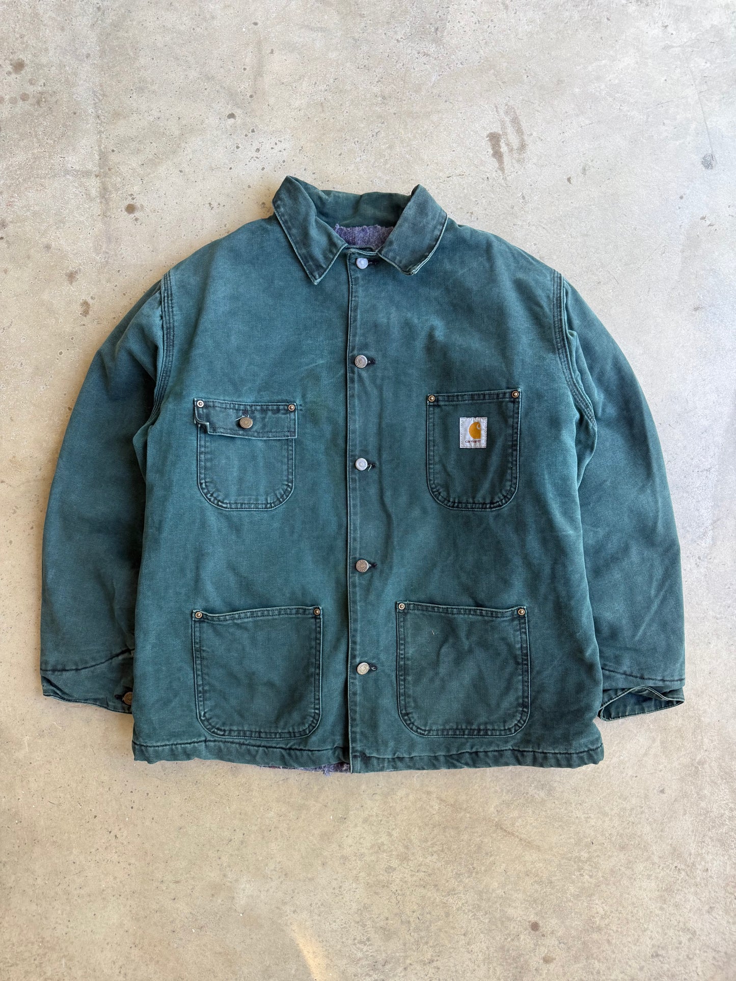 Vintage Forest Green Carhartt Chore Coat - XL