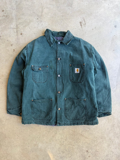 Vintage Forest Green Carhartt Chore Coat - XL