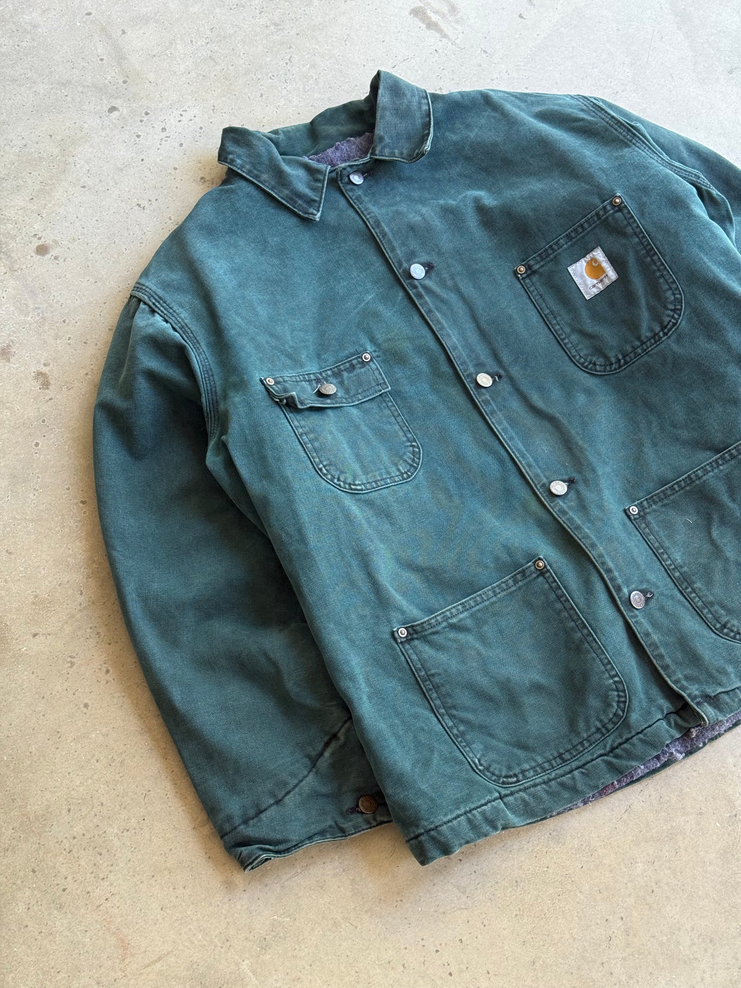Vintage Forest Green Carhartt Chore Coat - XL