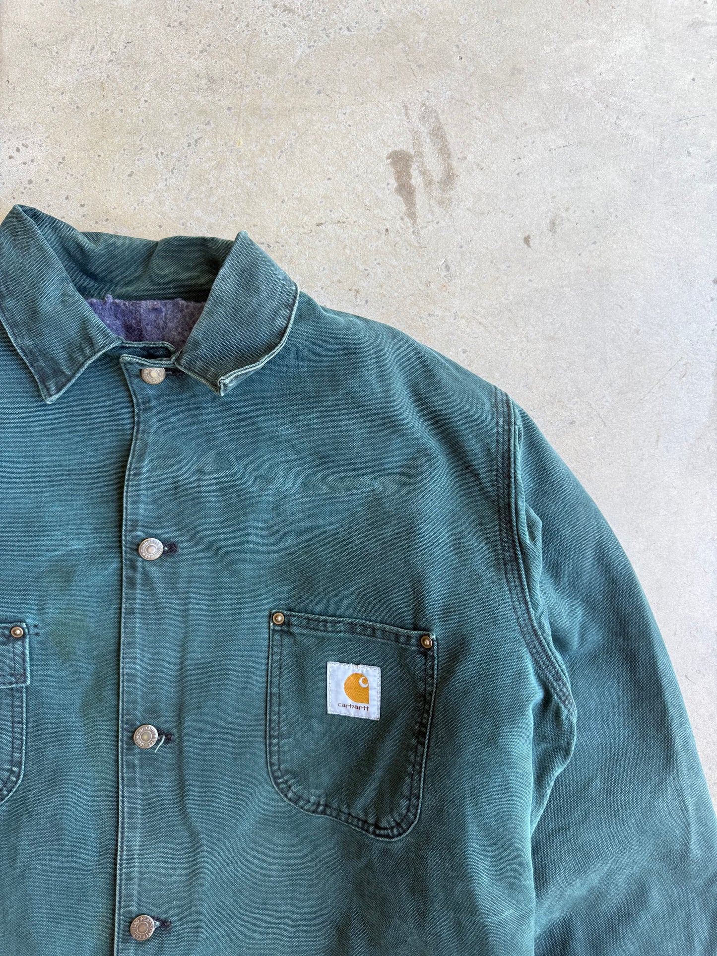 Vintage Forest Green Carhartt Chore Coat - XL