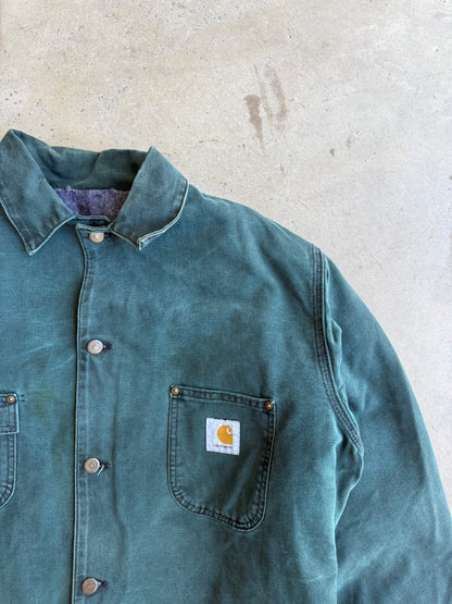 Vintage Forest Green Carhartt Chore Coat - XL