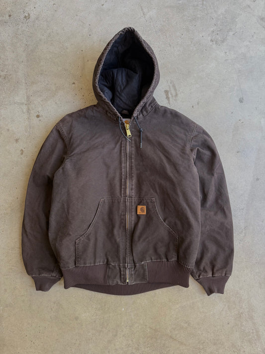 Vintage Mocha Brown Hooded Carhartt Jacket - M