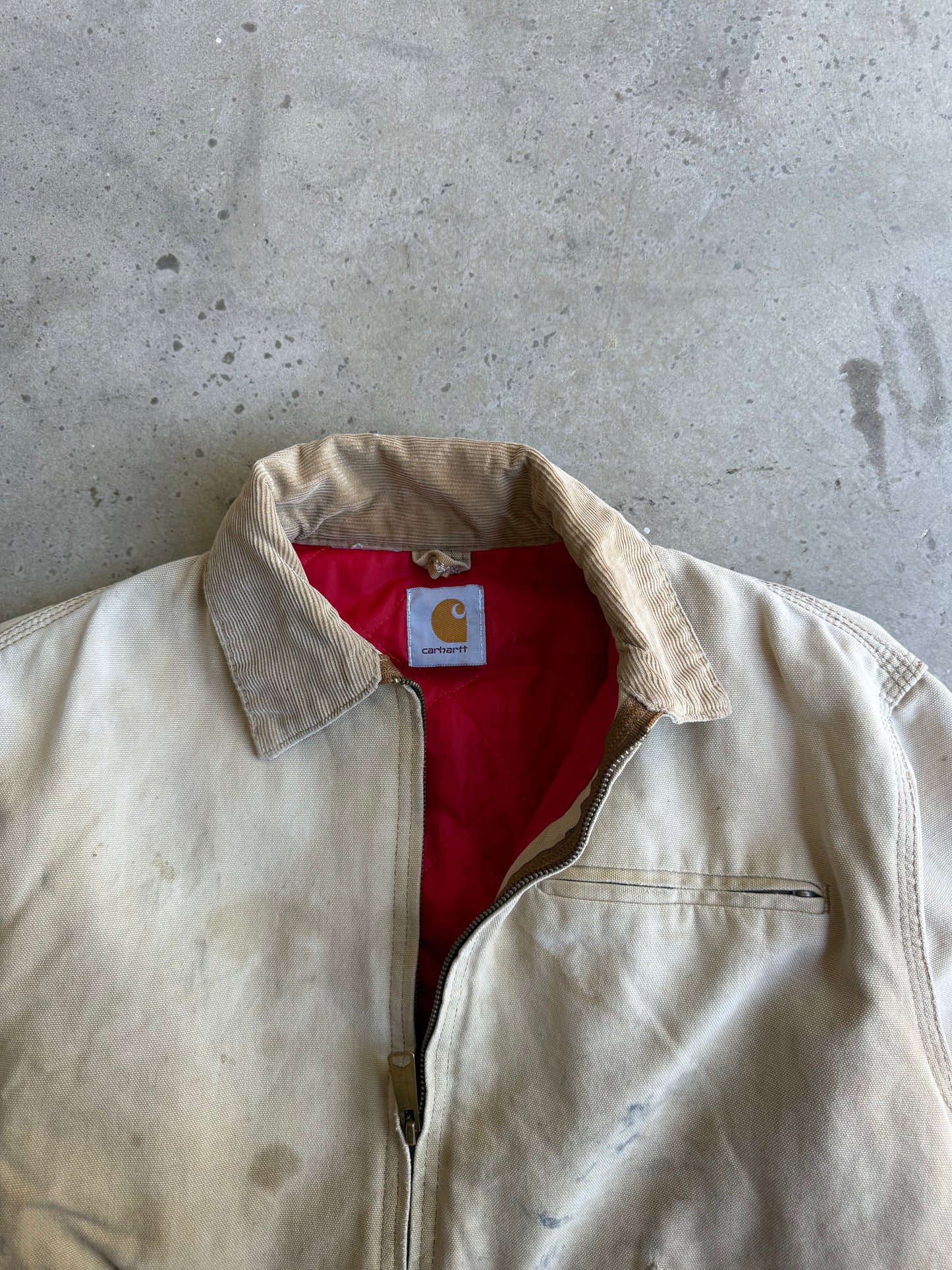 Vintage Faded & Distressed Tan Carhartt Detroit Jacket -  S